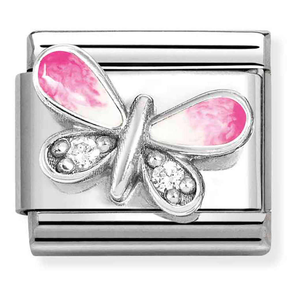 Silver Butterfly with Cubic Zirconia Link