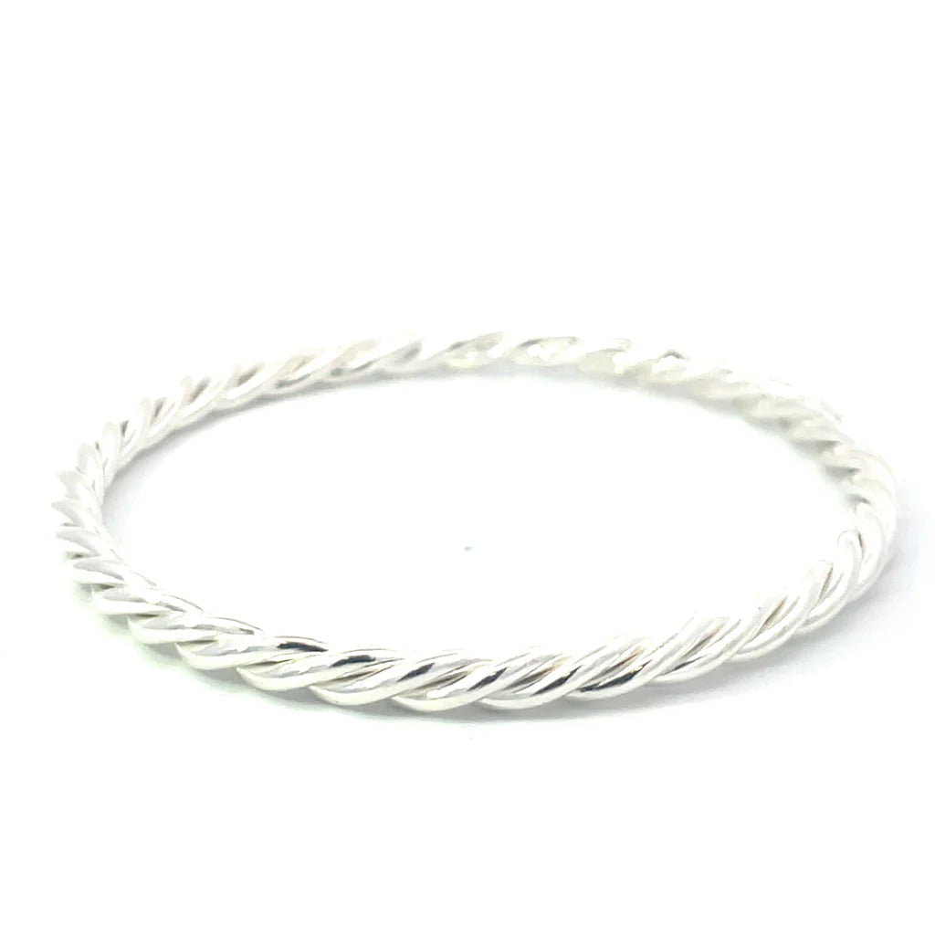 925 Sterling Silver Twist Bangle – 4mmx65mm