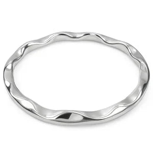925 Sterling Silver Flat Wave Bangle – 6x65mm