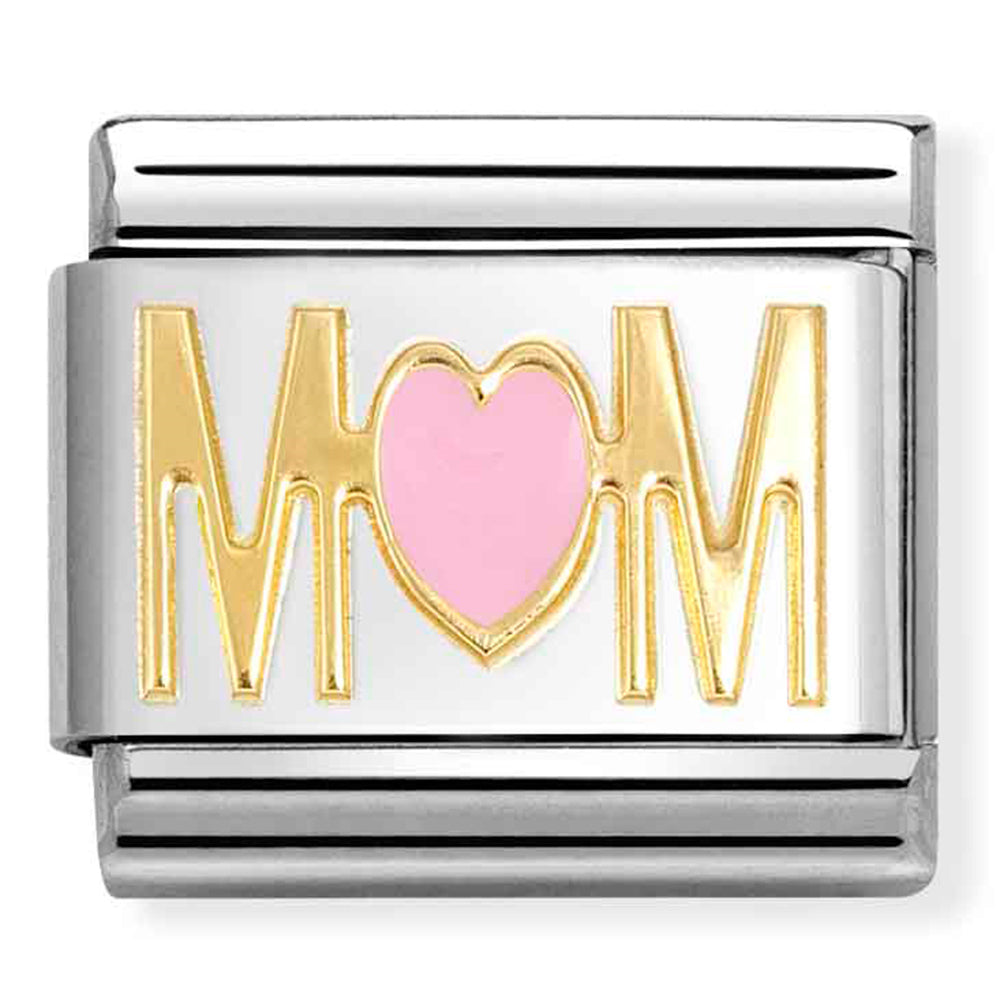 Silver "Mum" with Pink Heart Link
