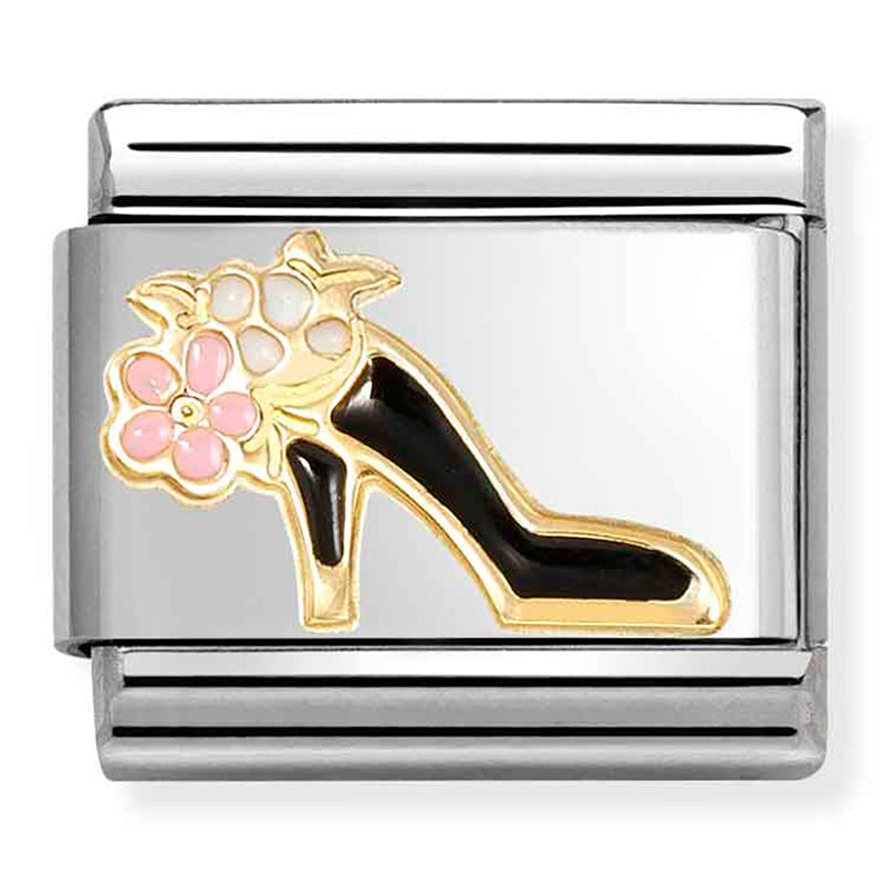 Silver with Gold and Black Shoe Link