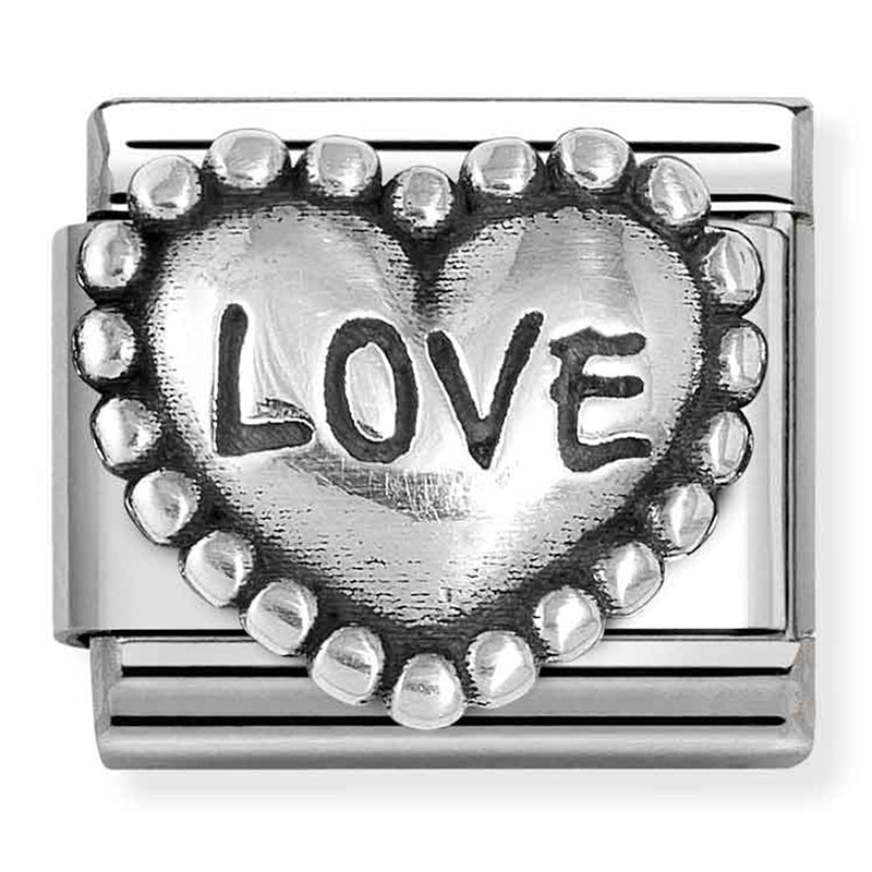 Silver Hear with "Love" Link