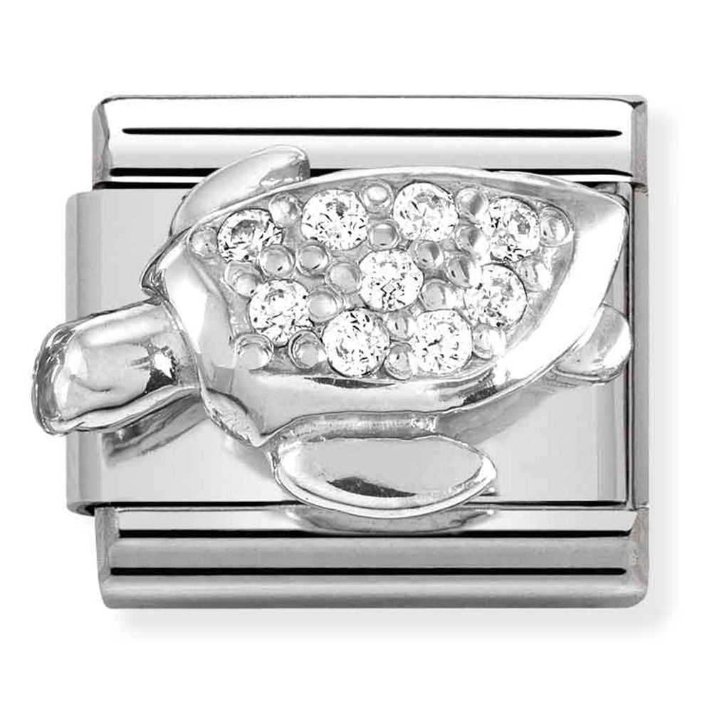 Silver Cubic Zirconia Turtle Link