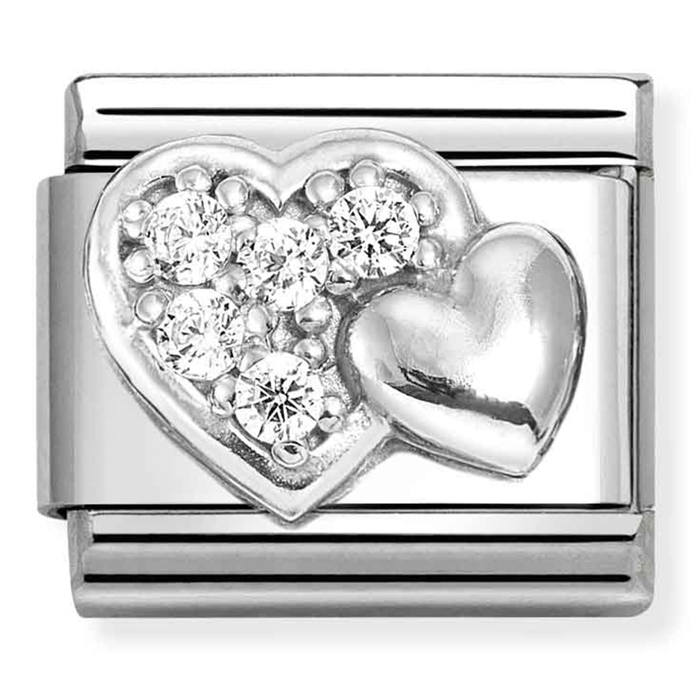 Silver Cubic Zirconia Heart Link