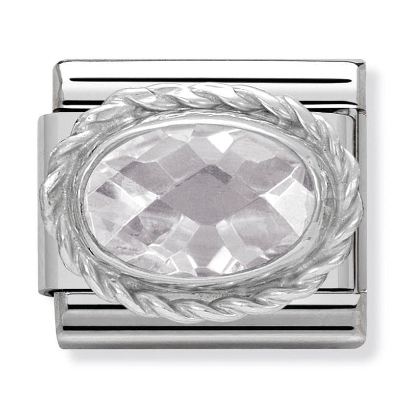 Silver with Cubic Zirconia Oval Link
