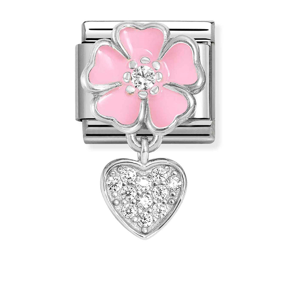 Silver with Pink Heart Link