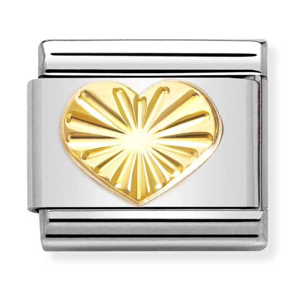 Gold Etched Heart Link