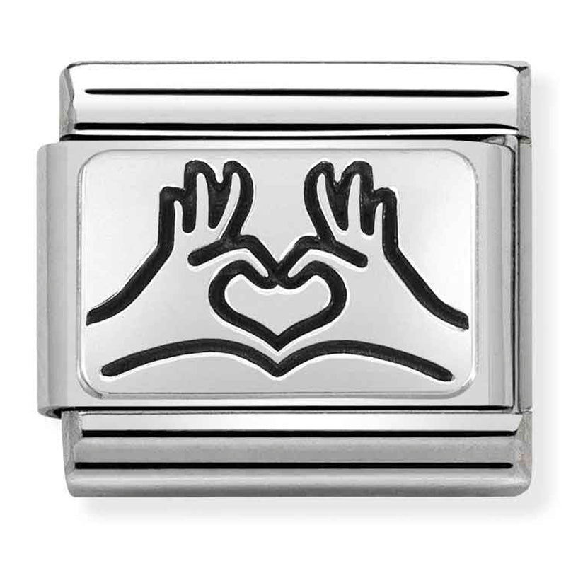Silver Heart Hands Link