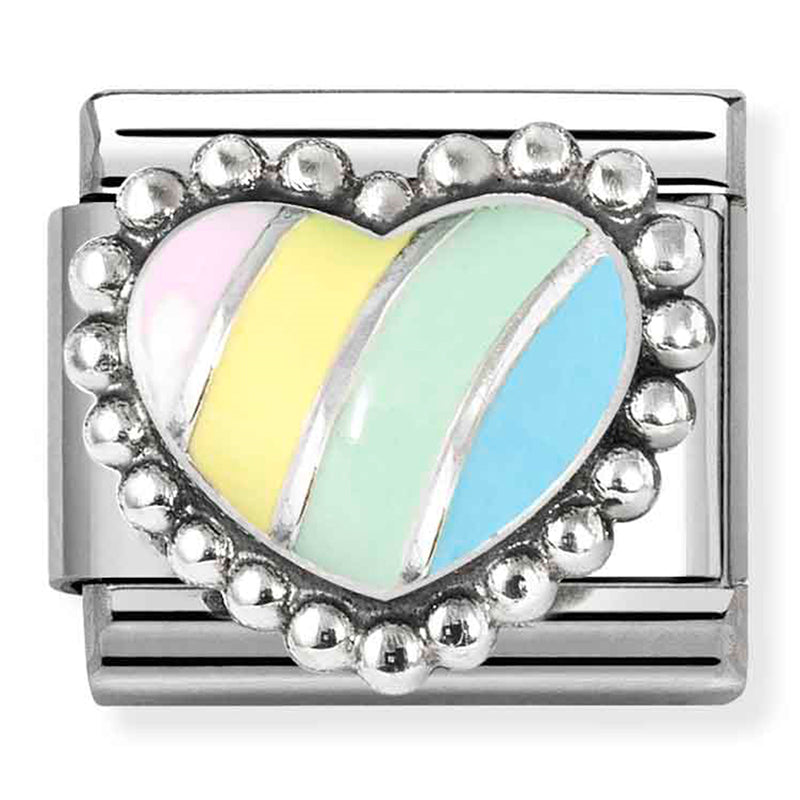 Silver with Rainbow Heart Link