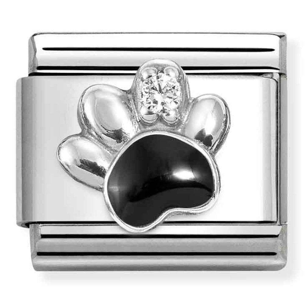 Silver Paw with Cubic Zirconia Link