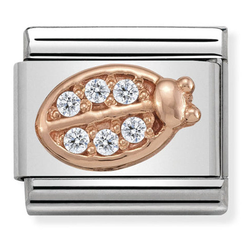 Rose Gold Ladybird with Cubic Zirconia Link