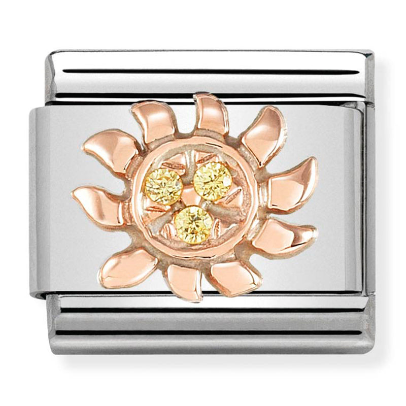 Rose Gold with Sun Link and Cubic Zirconia Link