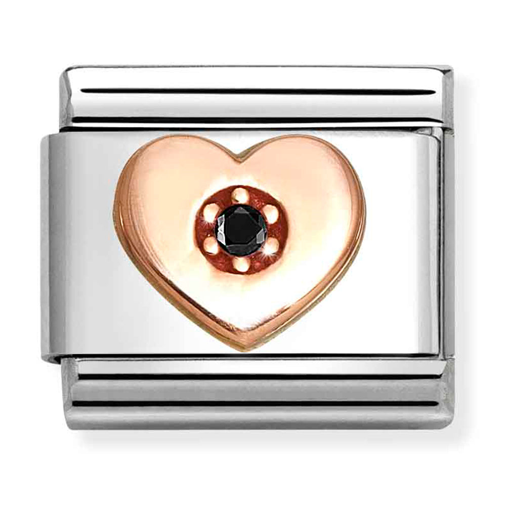 Rose Gold Heart with Cubic Zirconia Link
