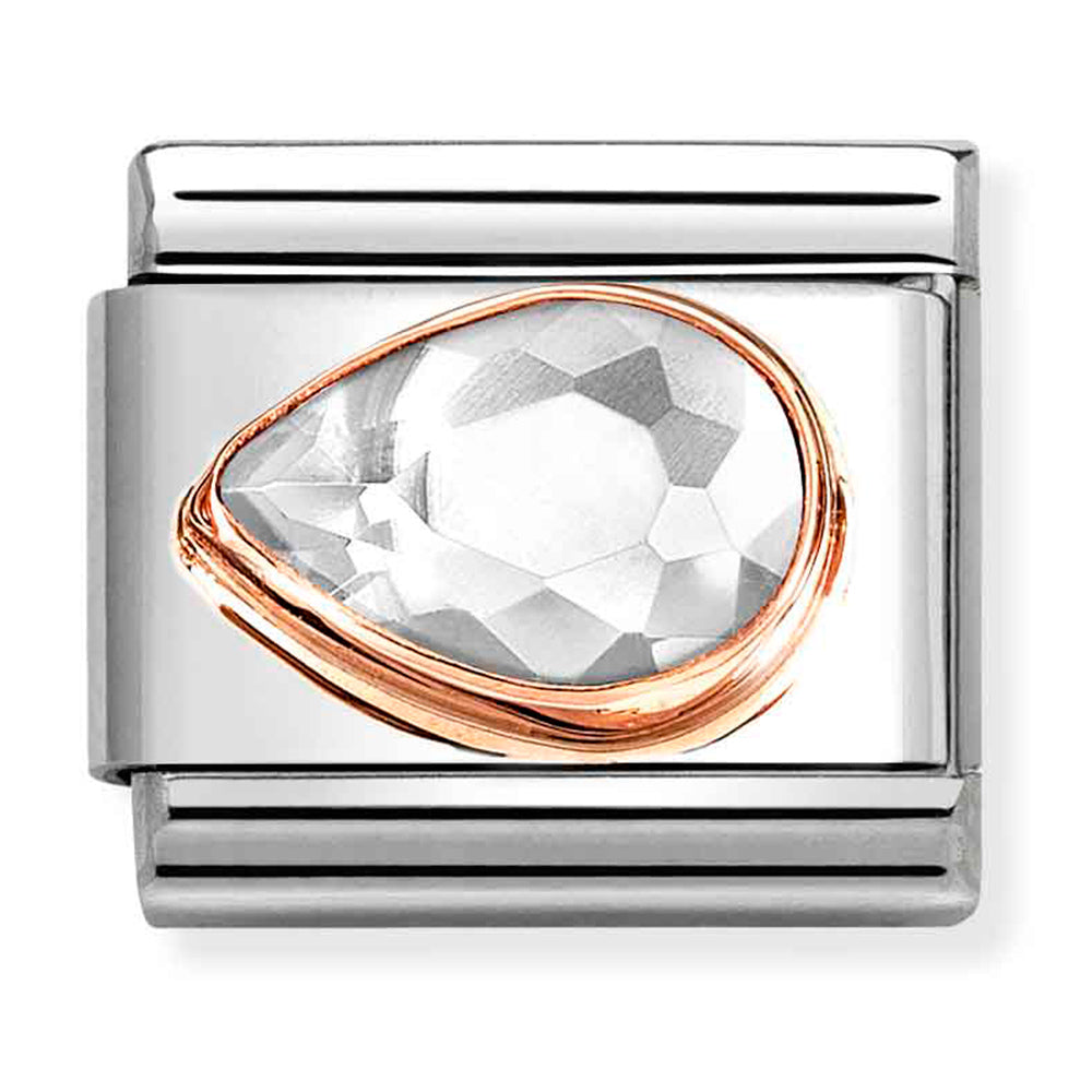 Faceted Cubic Zirconia Tear Drop Link