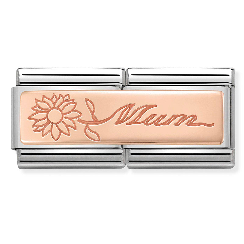 Rose Gold "Mum" and Flower Double Link