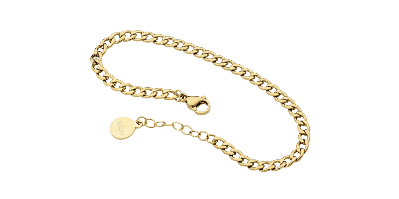 Stainless Steel Gold Plated Curb Chain Bracelet - 17cm + extension