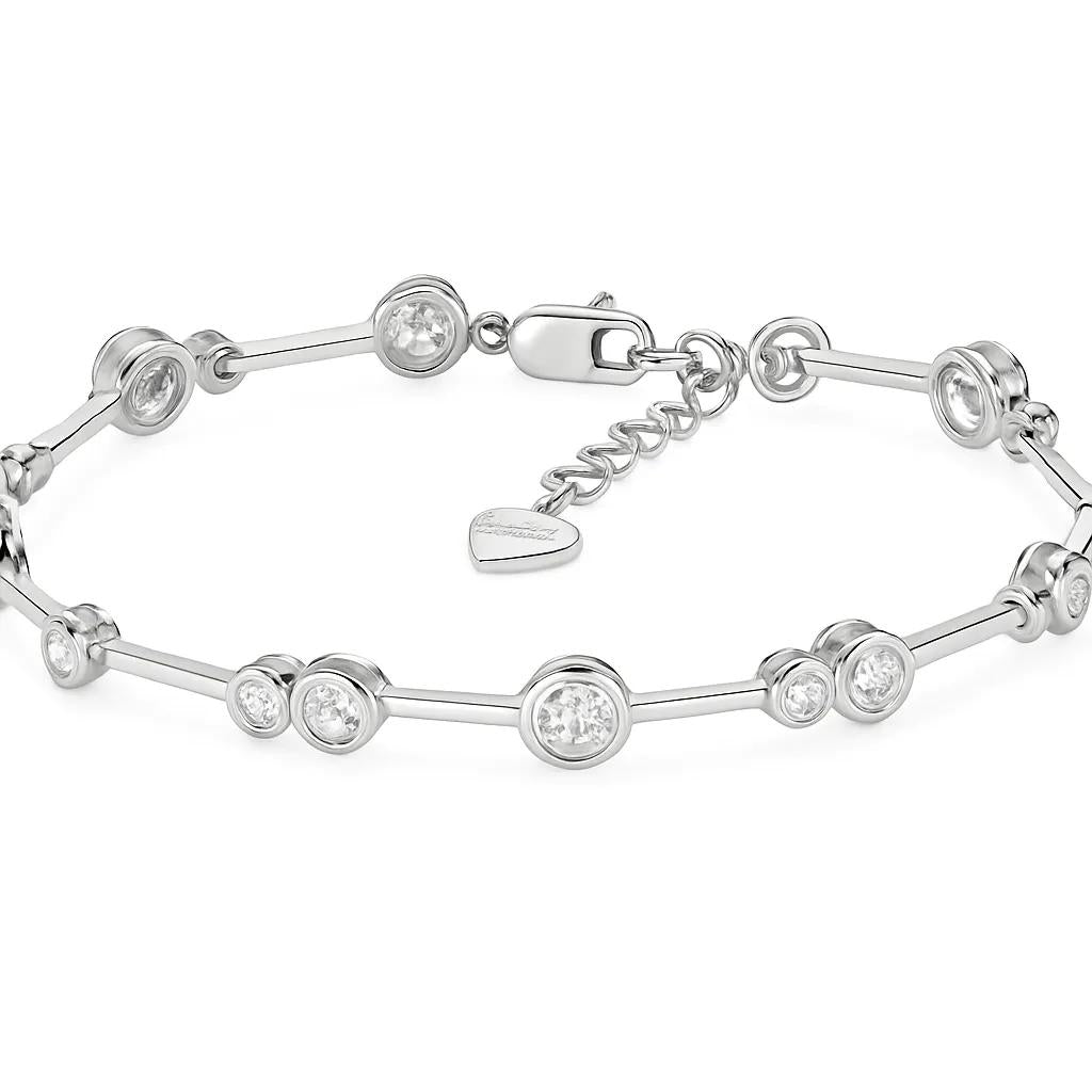 Sterling Silver Bezel-Set White CZ Bar Bracelet