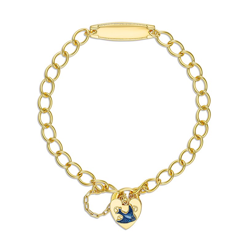 Brooklyn Bluebird Curb Bracelet with ID