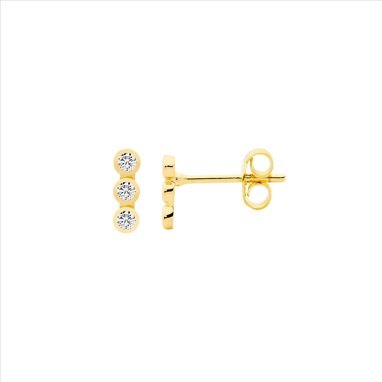Ellani - White Cubic Zirconia Stud Earrings