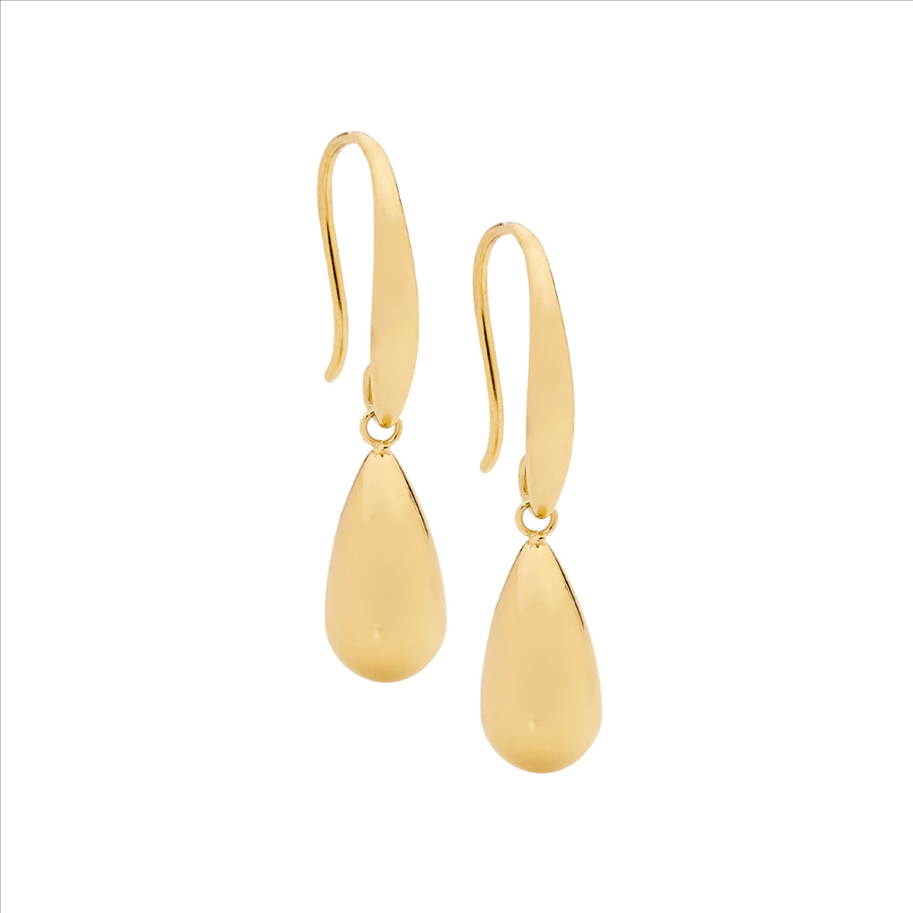 Stainless Steel Gold Plated Tear Drop Shepard Hook Earrings