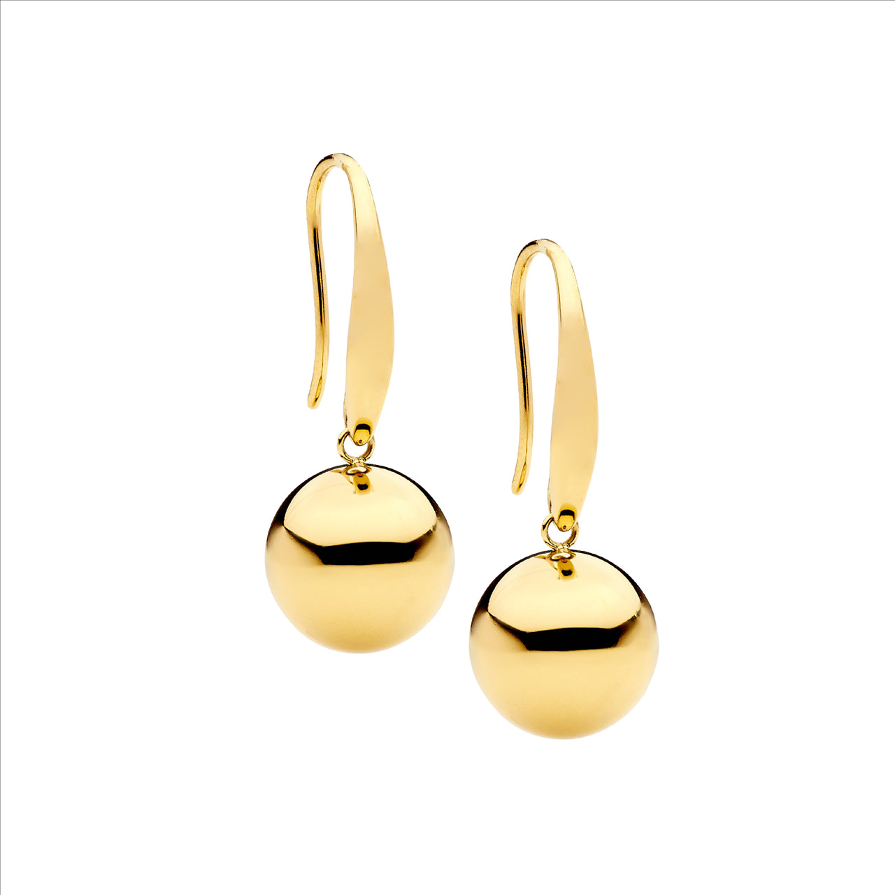 Stainless Steel Gold Plated Drop Ball Shepard Hook Earrings