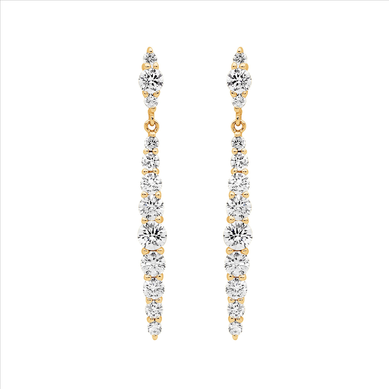 White Cubic Zirconia Bar Drop Earrings