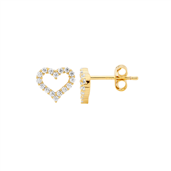 White Cubic Zirconia Heart Earrings