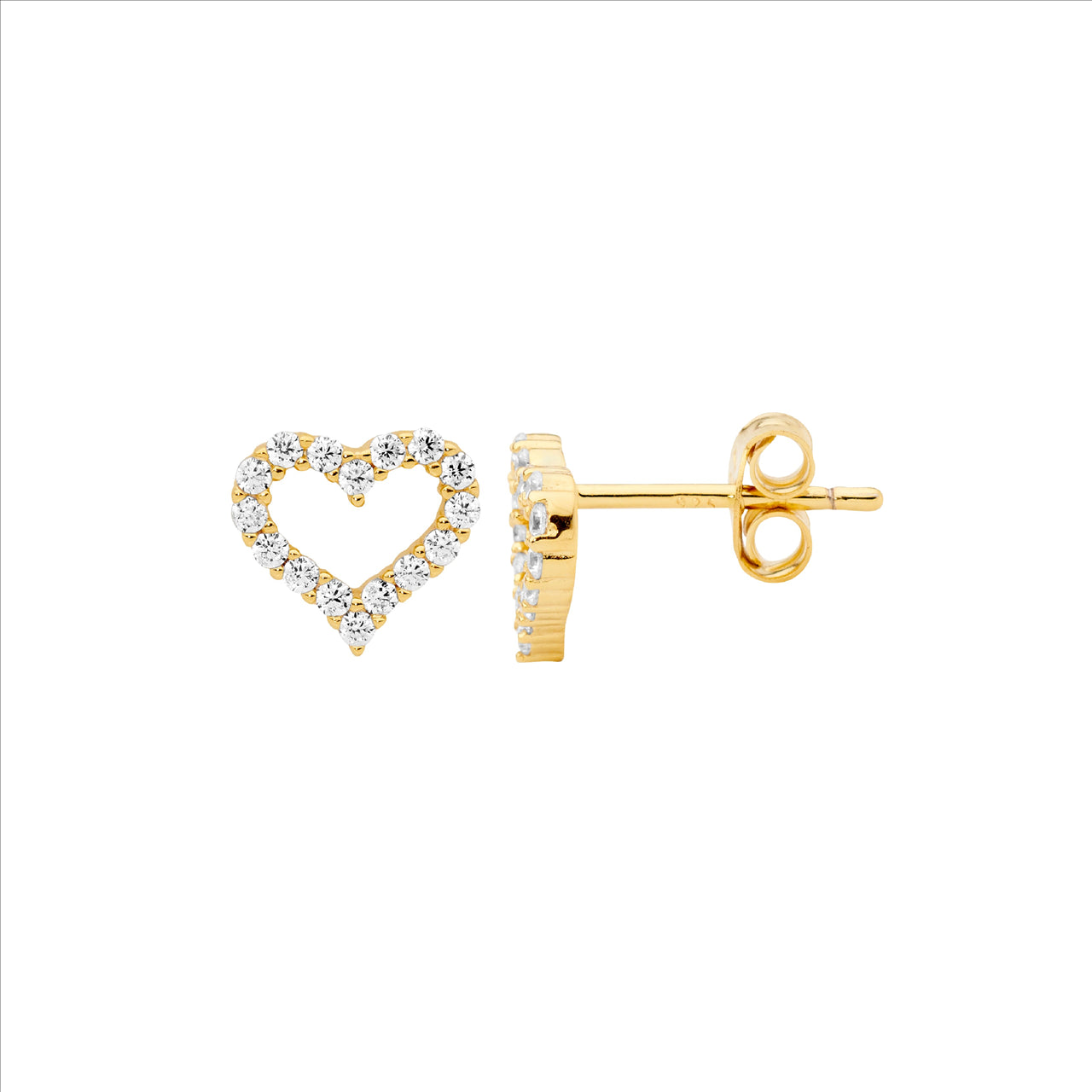 White Cubic Zirconia Heart Earrings