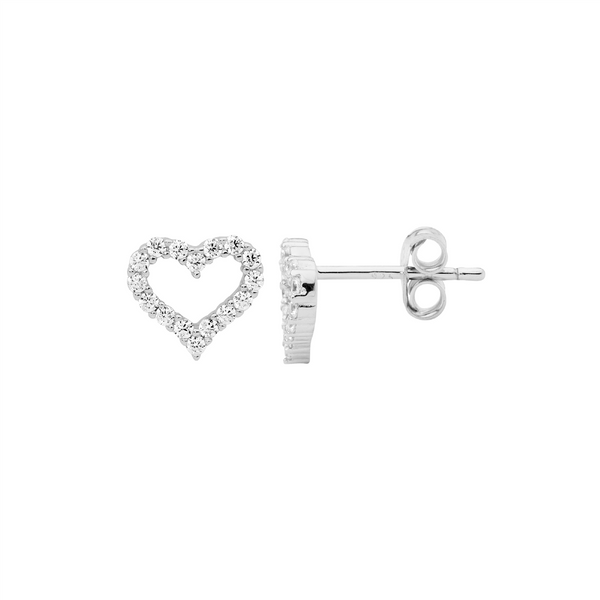White Cubic Zirconia Heart Earrings