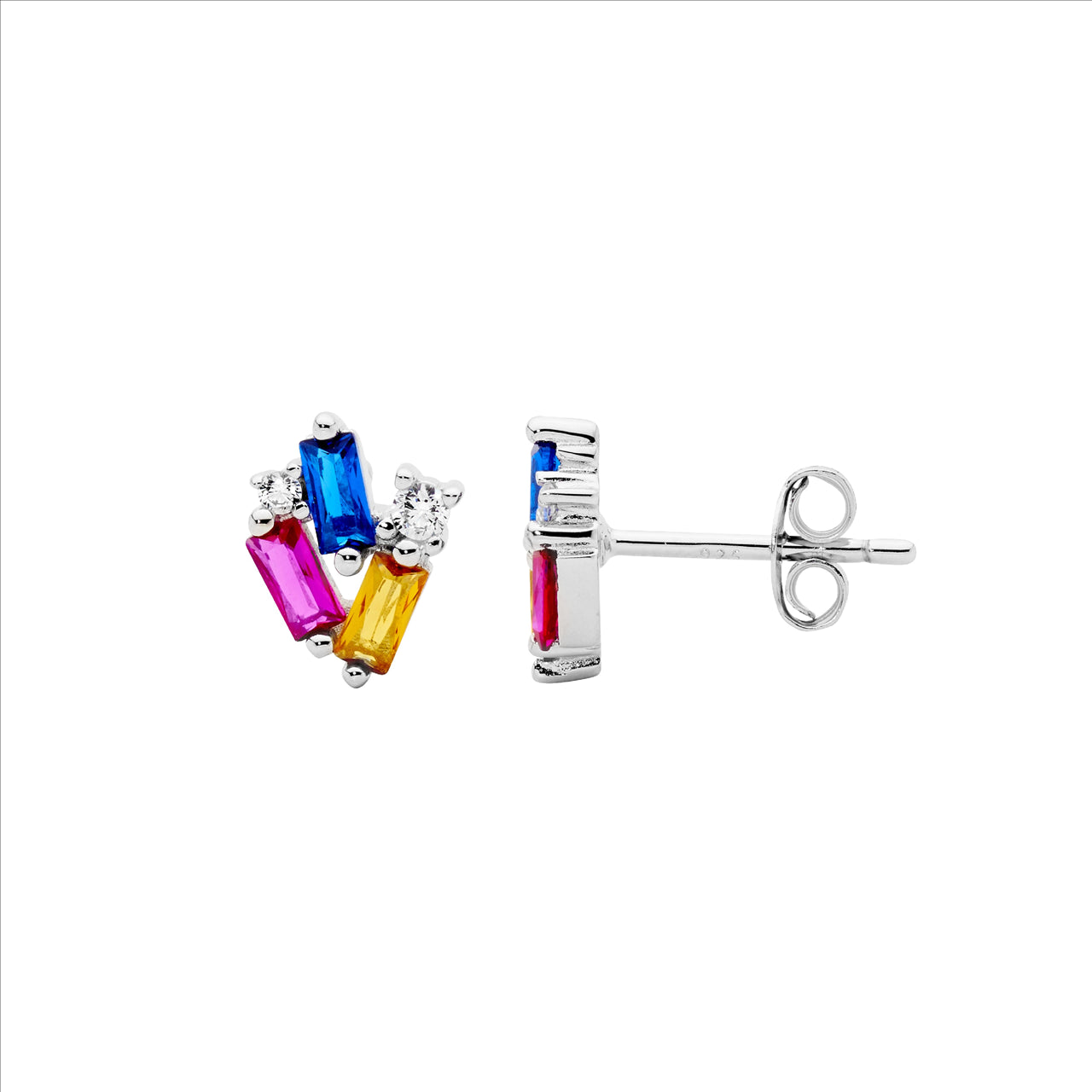 Sterling Silver Multi-Coloured Cubic Zirconia Studs
