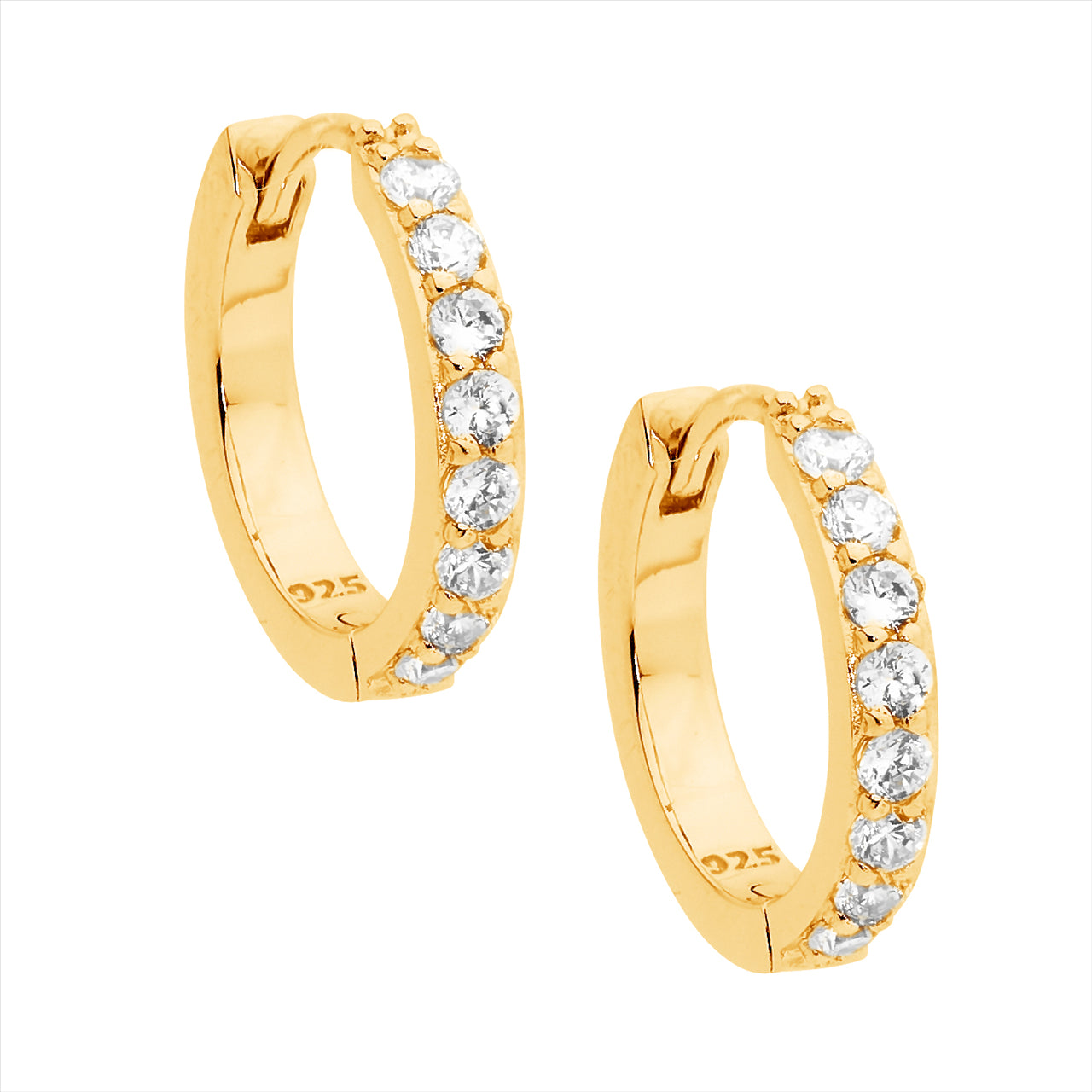 Single Row Cubic Zirconia Hoop Earrings