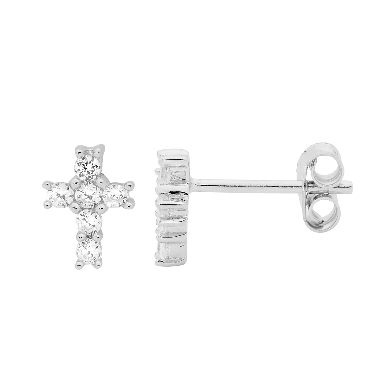 Small Cross with Cubic Zirconia Earrings