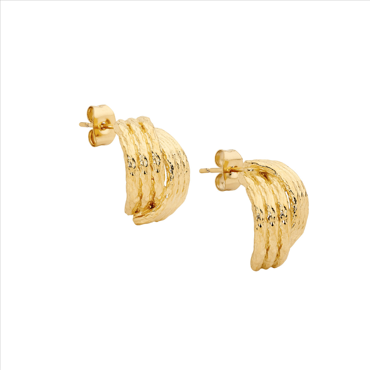 Stainless steel cross over 17mm hoop earrings, gold IP plated