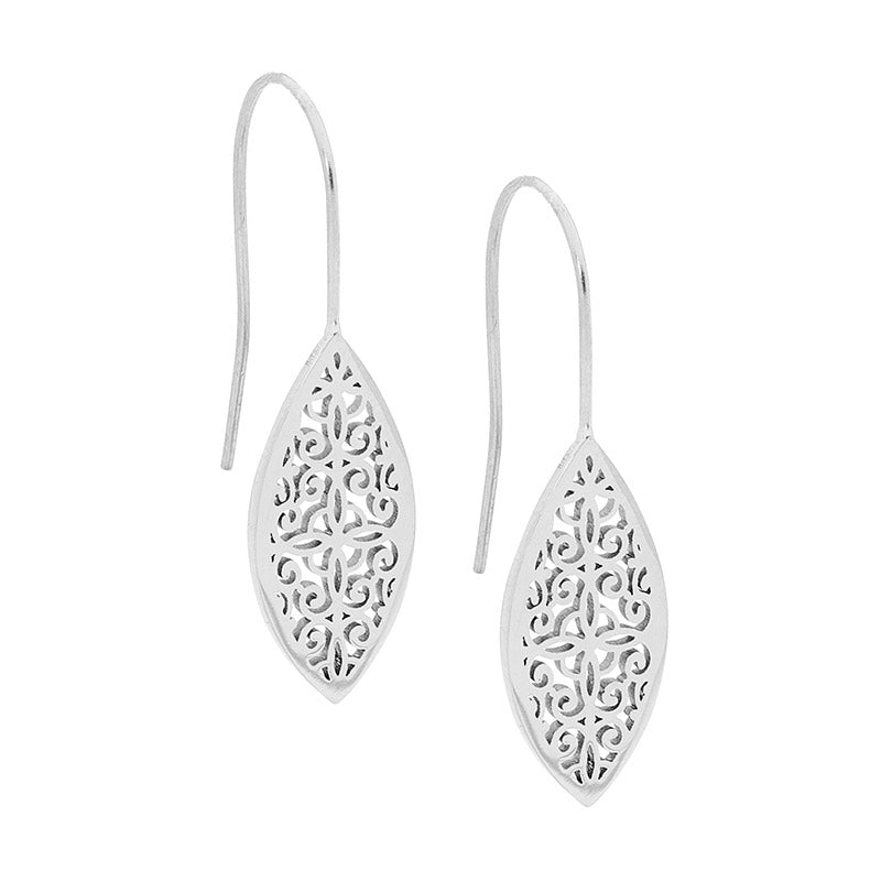 Stainless Steel Filigree Leaf Earrings