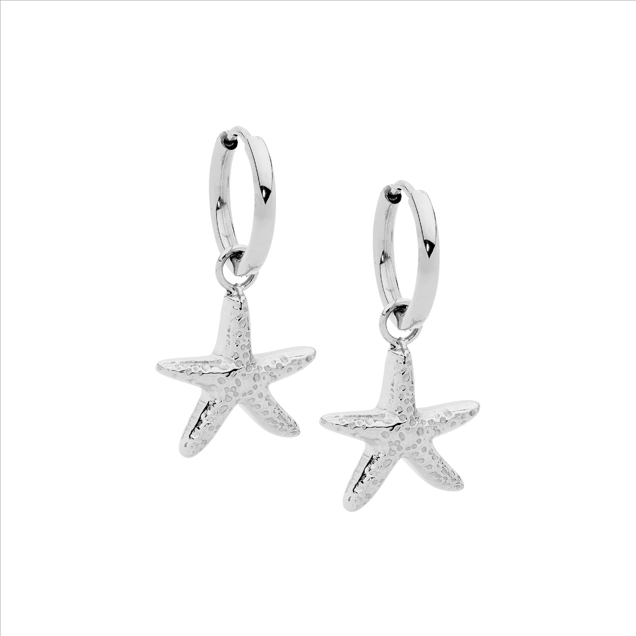 Stainless Steel 11mm Hoop Earrings with Starfish Drop