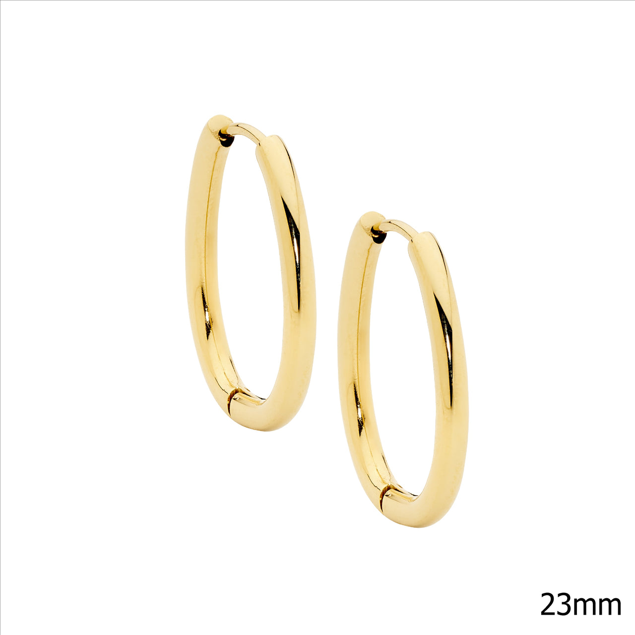Stainless Steel Oval Tube Hoop Earrings – Gold IP Plated (23mm)