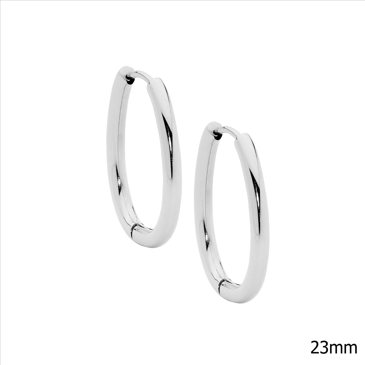Stainless Steel Oval Tube Hoop Earrings (23mm)