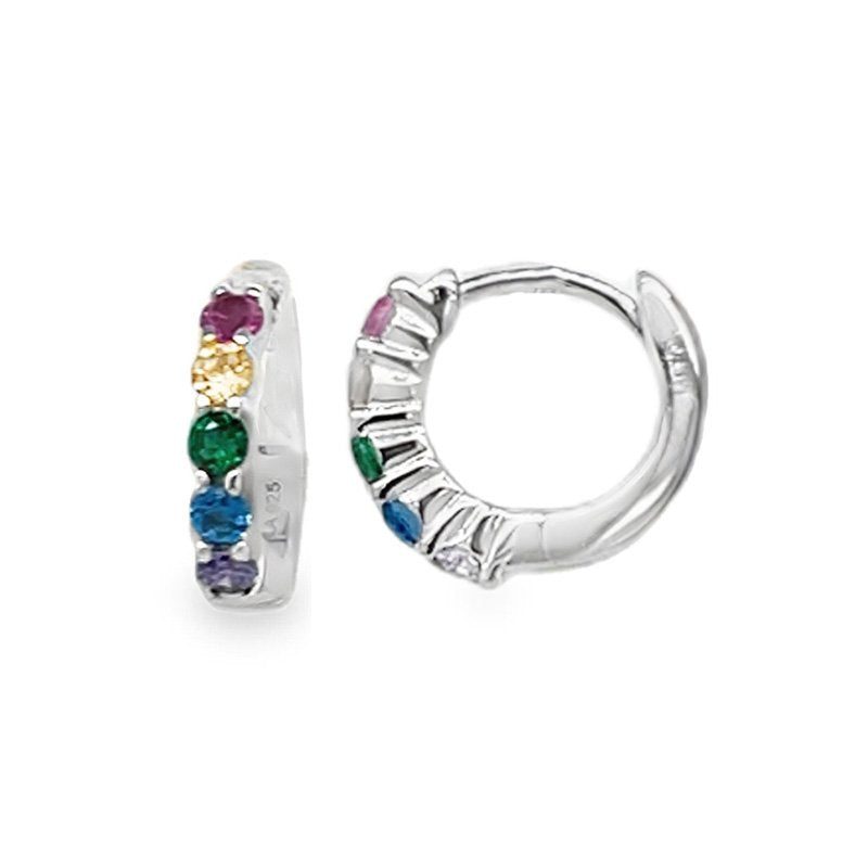 Dotti Multi Colour CZ Huggie Earrings