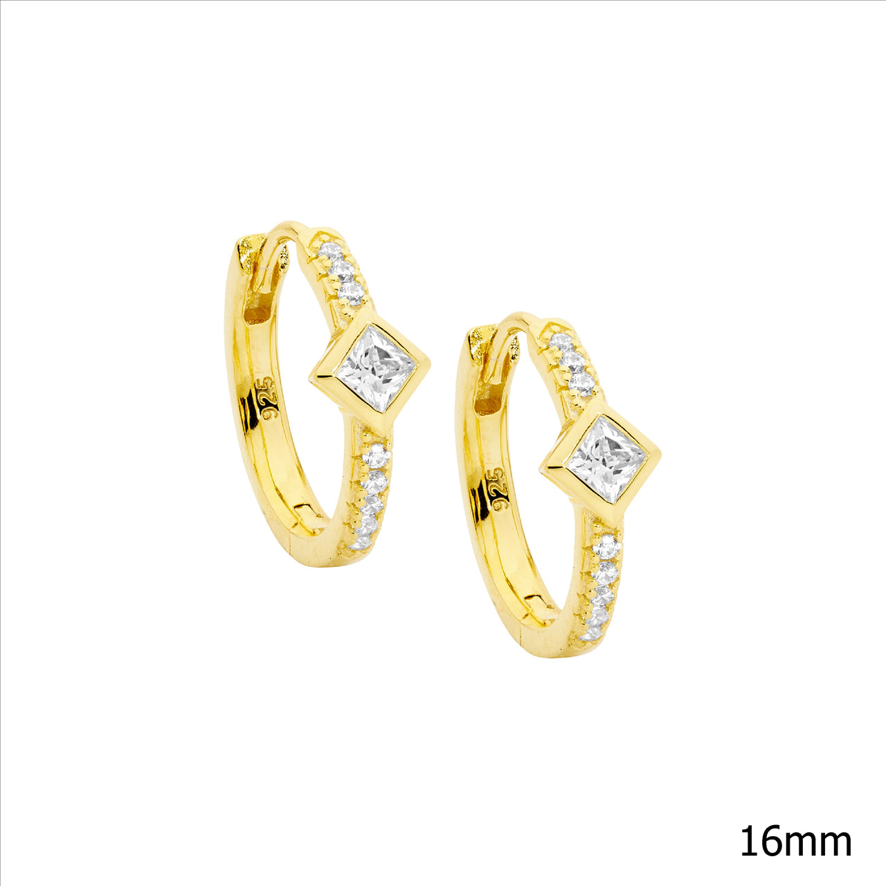 Sterling Silver Gold Plated Cubic Zirconia Hoop Earrings