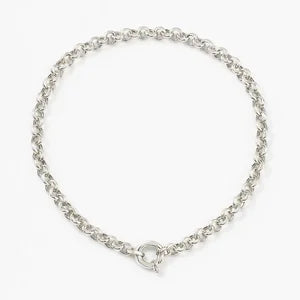 Sterling Silver Euro Bolt Ring Belcher Chain – Silver Finish