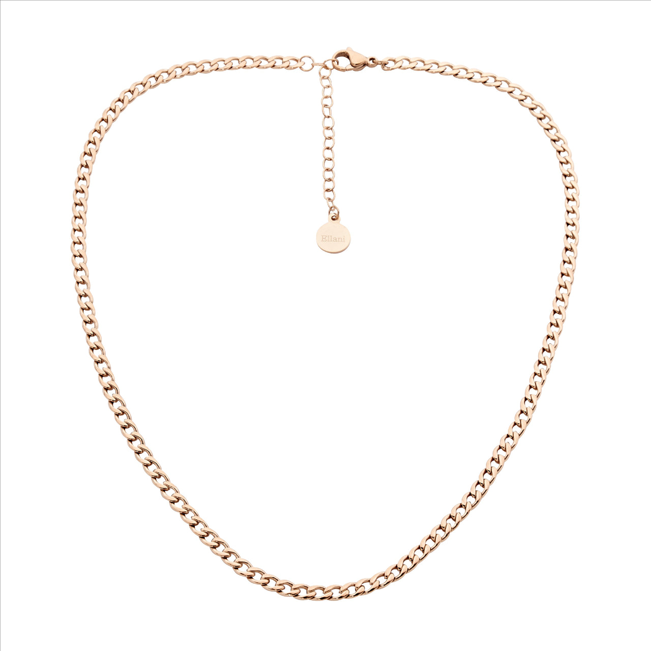 Stainless Steel Rose Gold Plated Curb Chain Necklace