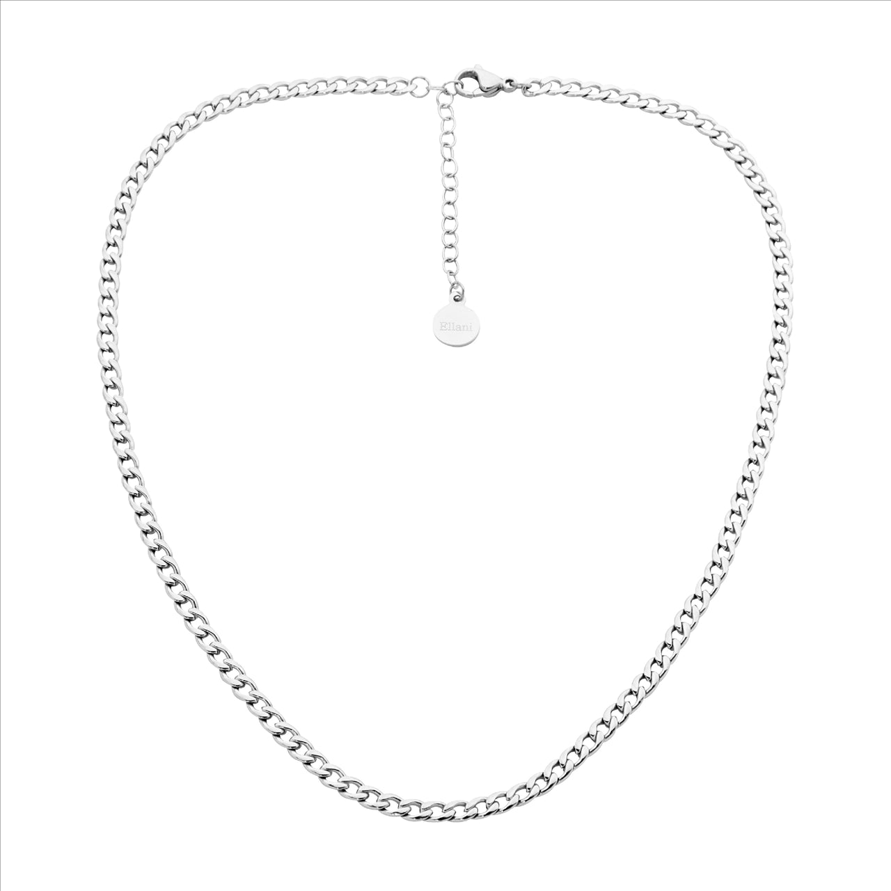 Stainless Steel Silver Curb Chain Necklace
