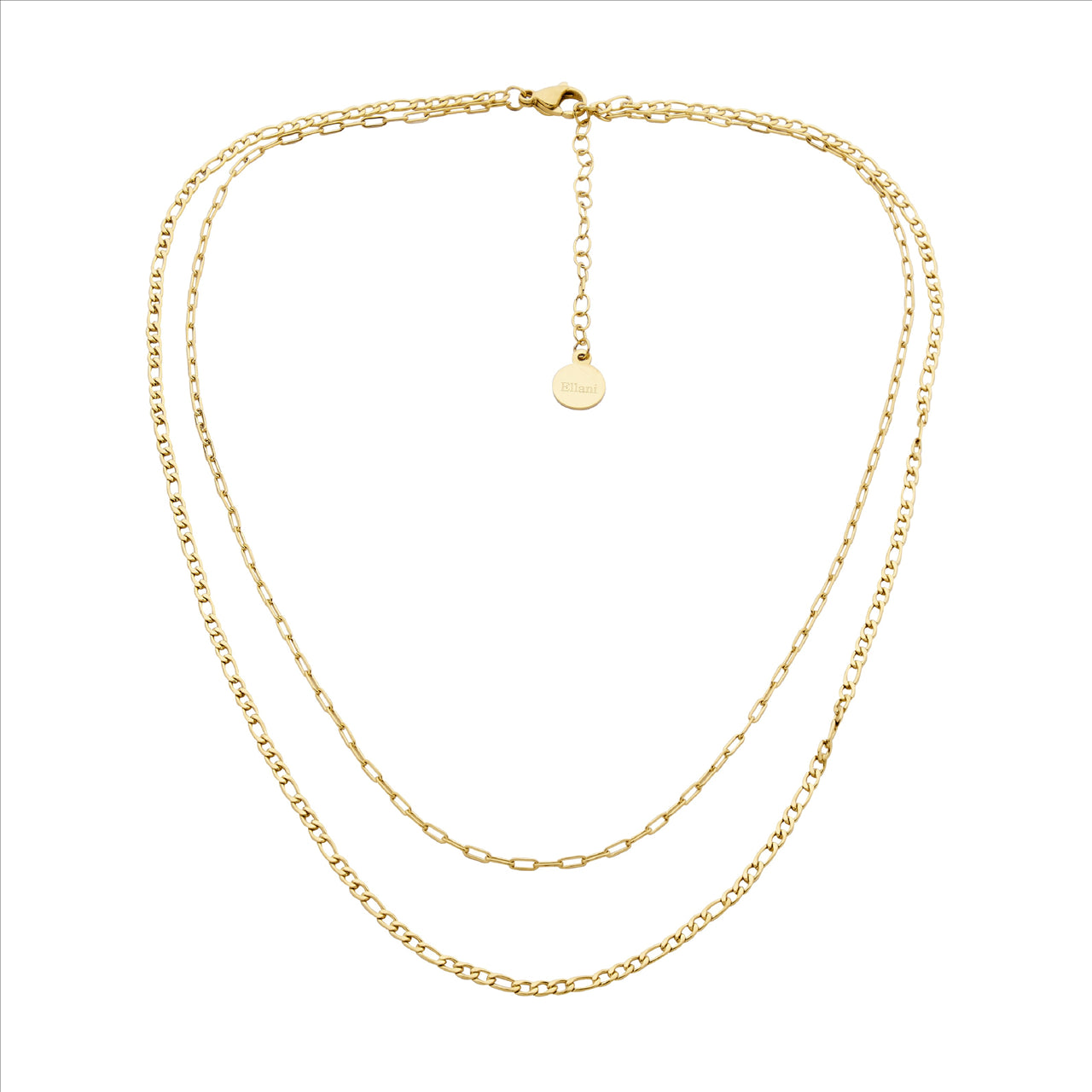 Stainless Steel Gold Plated Double Chain Necklace