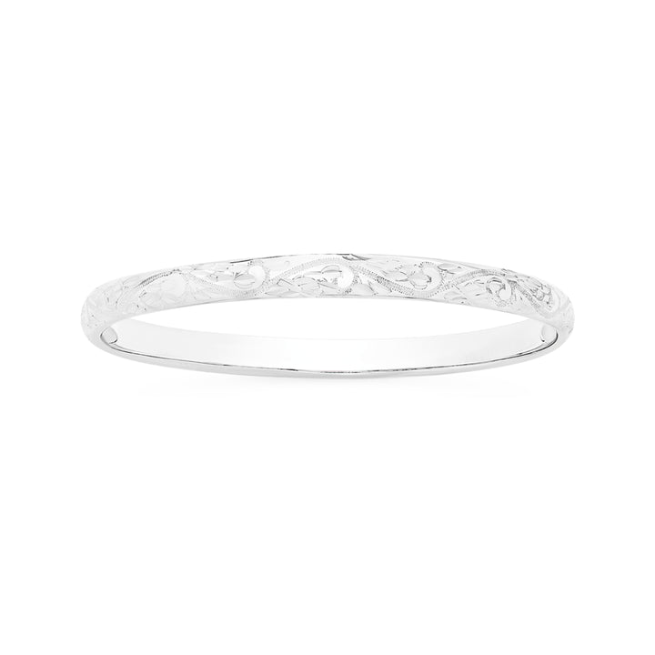 Sterling Silver Oval Bangle with Engraving