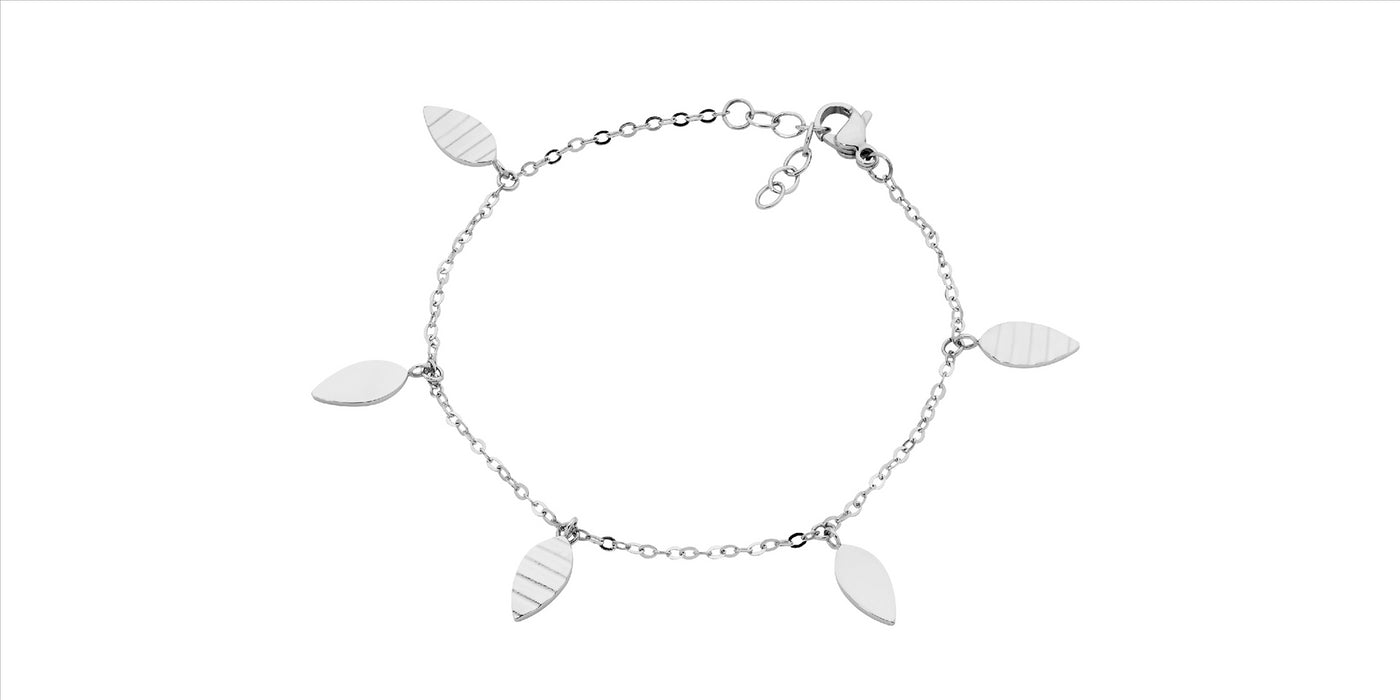 Ellani S/STEEL, Leaf Charm Bracelet w/ Extension