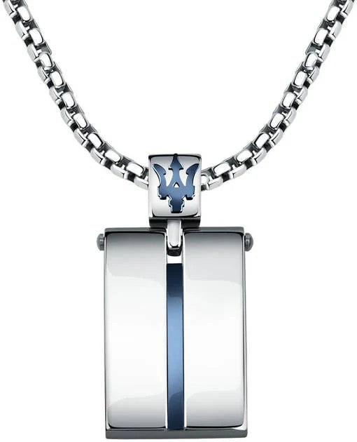 Maserati Pendant in Stainless Steel and Blue with 60cm Chain