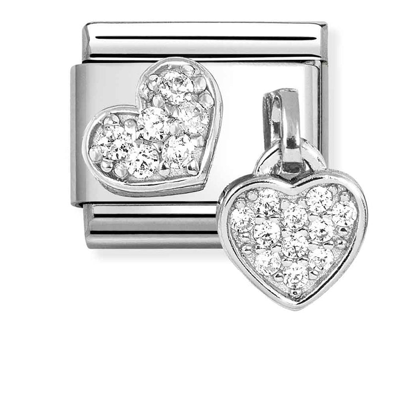 Classic Silver Cubic Zirconia Heart Link