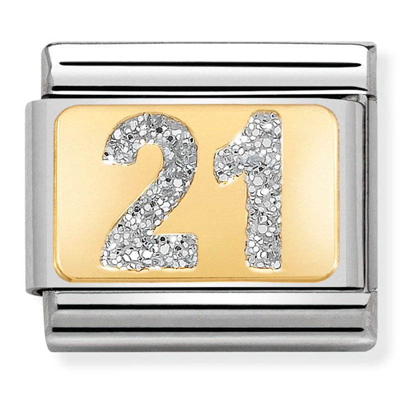 Gold and Glitter Number "21" Link