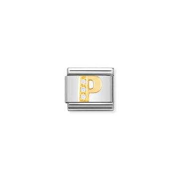 Gold and Cubic Zirconia Letter "P" Link