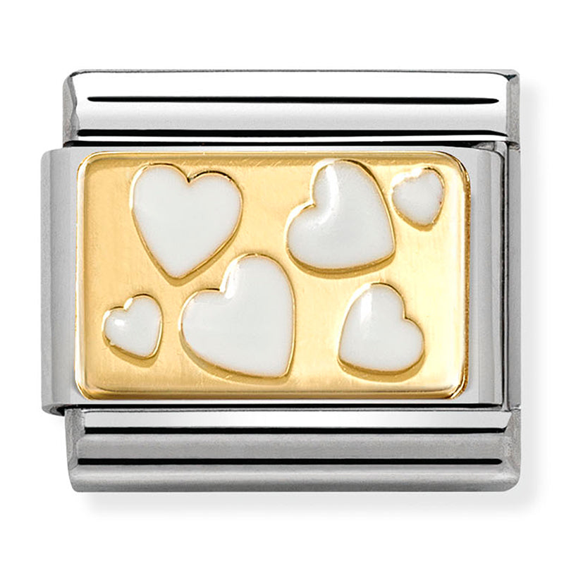 Gold with White Hearts Link